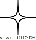 Minimalist four point sparkle star outline with smooth black curved lines. 143674500