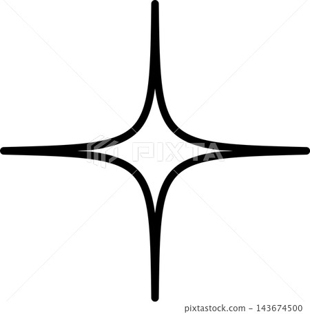 Minimalist four point sparkle star outline with smooth black curved lines. 143674500