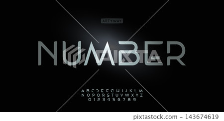 Bold futuristic font alphabet logo. Modern slab typography sci-fi cutout typographic design. Future typography for science tech text, AI technology logo, robotic headline, gaming. Vector typeface Bold futuristic font alphabet logo. Modern slab typography sci-fi cutout typographic design. Future typography for science tech text, AI technology logo, robotic headline, gaming. Vector typeface 143674619