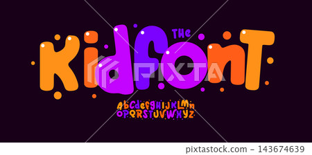 Kid Font Logo Alphabet Birthday Carnival Letter Set Color Joyful Typography, Creative Typographic Design for Fun Kid Title, Party Poster Headline, Fest Logotype, Cartoon Fonts. Vector Typeface Kid Font Logo Alphabet Birthday Carnival Letter Set Color Joyful Typography, Creative Typographic Design for Fun Kid Title, Party Poster Headline, Fest Logotype, Cartoon Fonts. Vector Typeface 143674639