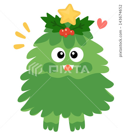 Cute christmas tree monster character star hat holiday element sticker print visual graphic clipart artwork design icon illustration Cute christmas tree monster character star hat holiday element sticker print visual graphic clipart artwork design icon illustration 143674652
