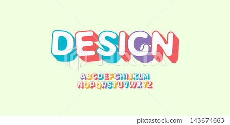 Design 3D letter set for Kids Zone. Font for children birthday party, festive, kids logo or colorful funny poster. Simple flat multi color alphabet. Vector typography Design 3D letter set for Kids Zone. Font for children birthday party, festive, kids logo or colorful funny poster. Simple flat multi color alphabet. Vector typography 143674663