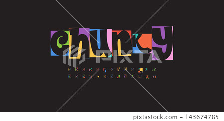 Chunky Font Festival Logo Carnival Alphabet Groovy Letter Set Modern Typography, Creative Typographic Design for Food Music Fest Title, Funny Typo Poster Headline, Kids Logotype. Vector Typeface Chunky Font Festival Logo Carnival Alphabet Groovy Letter Set Modern Typography, Creative Typographic Design for Food Music Fest Title, Funny Typo Poster Headline, Kids Logotype. Vector Typeface 143674785