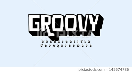 Groovy Cartoon audacious alphabet, playful uneven letters, bold geometric graffiti font for kid toy logo, youthful lettering, joyful headlines, and comic book typography. Vector typeset Groovy Cartoon audacious alphabet, playful uneven letters, bold geometric graffiti font for kid toy logo, youthful lettering, joyful headlines, and comic book typography. Vector typeset 143674786