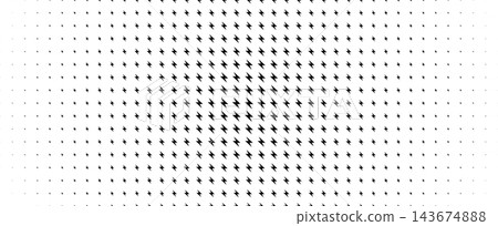 Light electric pattern energy current, lightning bolt icons texture glowing on white background. Charge energy pattern for power, speed quick and slow charger, halftone neon BG. Vector illustration. Light electric pattern energy current, lightning bolt icons texture glowing on white background. Charge energy pattern for power, speed quick and slow charger, halftone neon BG. Vector illustration. 143674888