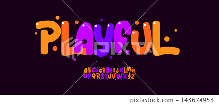 Playful Font Logo Alphabet Birthday Carnival Letter Set Color Joyful Typography, Creative Typographic Design for Fun Kid Title, Party Poster Headline, Fest Logotype, Cartoon Fonts. Vector Typeface Playful Font Logo Alphabet Birthday Carnival Letter Set Color Joyful Typography, Creative Typographic Design for Fun Kid Title, Party Poster Headline, Fest Logotype, Cartoon Fonts. Vector Typeface 143674953