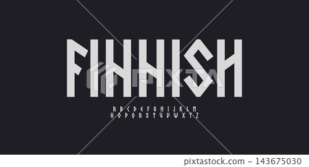 Nordic Font Scandinavian Logo Alphabet Runic Letter Set Rune Typography, Geometric Ethnic Typographic Design for Norway Viking Poster, Ancient Headline, Norse Fonts. Vector Typeface 143675030