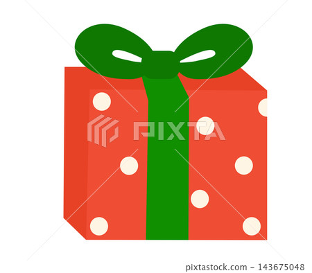 Red polka dot gift box with green ribbon bow christmas present element sticker print visual graphic clipart artwork design icon illustration Red polka dot gift box with green ribbon bow christmas present element sticker print visual graphic clipart artwork design icon illustration 143675048