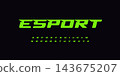 Esport alphabet, wide bold font for powerful dynamic lettering, swift automotive logo, energetic daring headline, car racing branding. Green letters on black BG. Vector typeset 143675207