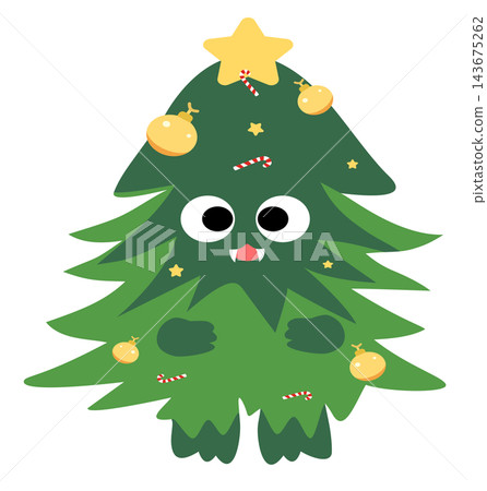 Cute christmas tree monster character star hat holiday element sticker print visual graphic clipart artwork design icon illustration Cute christmas tree monster character star hat holiday element sticker print visual graphic clipart artwork design icon illustration 143675262