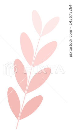 Pastel pink leaf branch stem botanical decorative element sticker print visual graphic clipart artwork design icon illustration 143675264