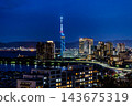 A view of Fukuoka: Fukuoka Tower and the night view of Hakata Bay from Atago Shrine. 143675319
