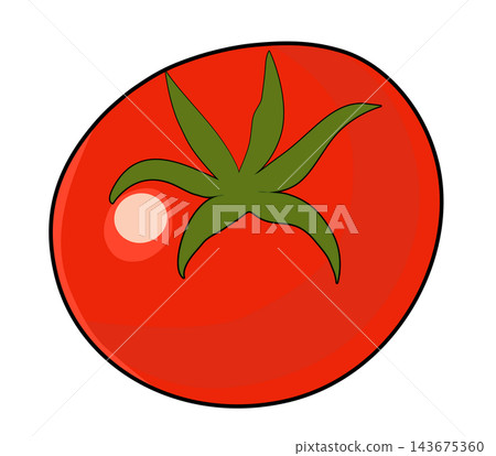 Fresh red whole tomato with green stem vegetable food element sticker print visual graphic clipart artwork design icon illustration Fresh red whole tomato with green stem vegetable food element sticker print visual graphic clipart artwork design icon illustration 143675360