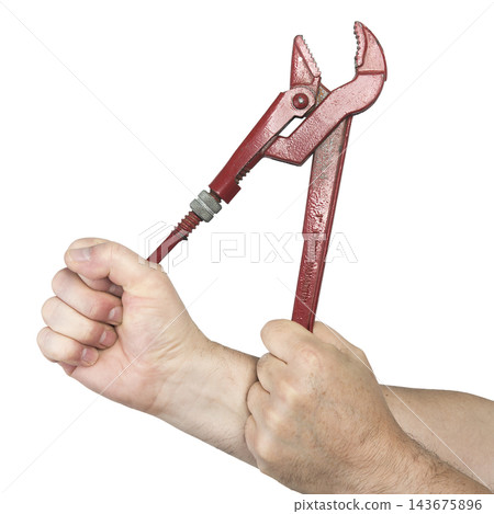 a red pipe wrench 143675896