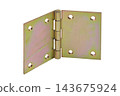 A yellow metal door hinge 143675924