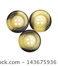 Three round buttons with swirling patterns of tan and dark brown 143675936