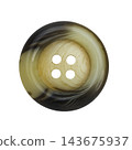 A single, round, marbled button with four holes 143675937