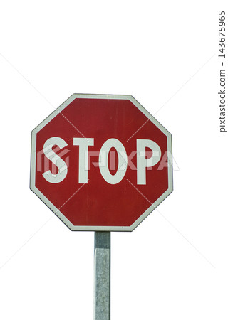 A red octagonal stop sign A red octagonal stop sign 143675965