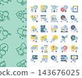 search and magnifying glass icon set in flat style 143676025