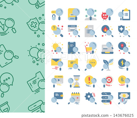 search and magnifying glass icon set in flat style search and magnifying glass icon set in flat style 143676025