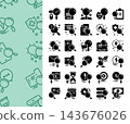 search and magnifying glass icon set in solid style 143676026