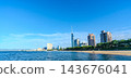 Fukuoka scenery: The urban landscape of Seaside Momochi, overlooking Hakata Bay and Fukuoka Tower. 143676041
