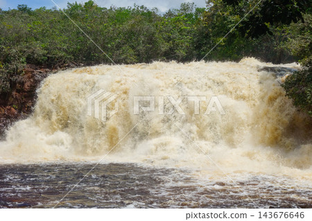 heavy flow at waterfall in Presidente Figueiredo, Amazonas, Brazil heavy flow at waterfall in Presidente Figueiredo, Amazonas, Brazil 143676646