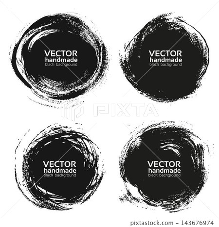 Vector beautiful round handmade black strokes- backgrounds painted by brush isolated on a white background Vector beautiful round handmade black strokes- backgrounds painted by brush isolated on a white background 143676974