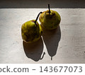 Two Pears in Conceptual Relationship Dialogue with Rim Backlighting 143677073