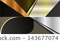 Abstract geometric background with metallic textures, gold and silver panels, and vertical pinstripe patterns for modern luxury graphic layouts 143677074