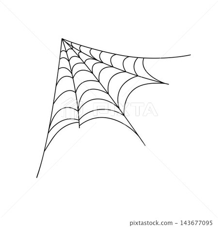 Spider web simple hand drawn outline illustration of doodle fancy Halloween scary decor element, cobweb clipart perfect for Halloween party design, cartoon spooky character Spider web simple hand drawn outline illustration of doodle fancy Halloween scary decor element, cobweb clipart perfect for Halloween party design, cartoon spooky character 143677095