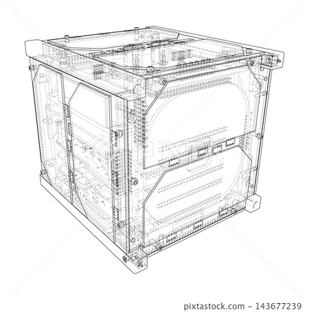 wireframe industrial storage container. Vector wireframe industrial storage container. Vector 143677239