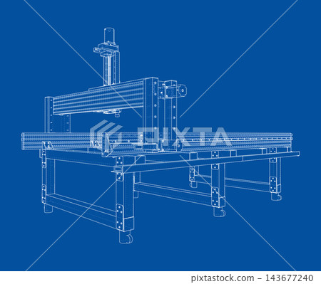 CNC machine blueprint illustration. Vector CNC machine blueprint illustration. Vector 143677240
