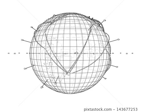 wireframe globe with grid lines. Vector wireframe globe with grid lines. Vector 143677253