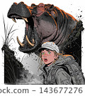 The image shows an action scene illustrated in a comic-book style 143677276