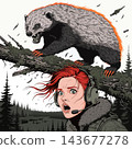 The image shows an illustration of an aggressive wolverine 143677278