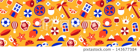 Barcelona Geometric Icons, Seamless Pattern with Catalonia Culture Symbols, Vacation Elements, Food, Architecture and Travel Vector Background, Hero image Barcelona Geometric Icons, Seamless Pattern with Catalonia Culture Symbols, Vacation Elements, Food, Architecture and Travel Vector Background, Hero image 143677384