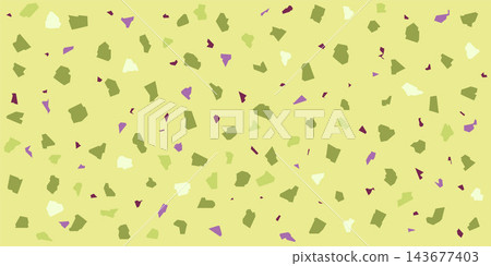 Pistachio Green Terrazzo Seamless Pattern with Abstract Geometric Tiles and Organic Shapes for Modern Interior Design Background 143677403