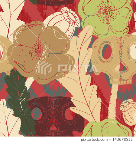 seamless floral pattern with leaves seamless floral pattern with leaves 143678532