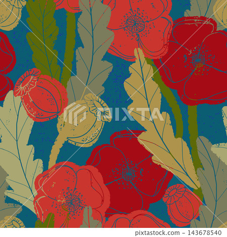 seamless floral pattern with leaves 143678540