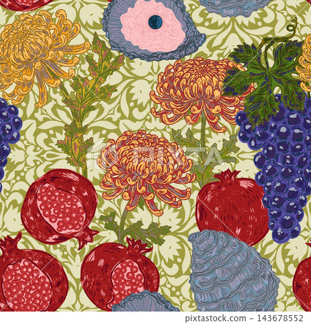 seamless pattern with grapes 143678552