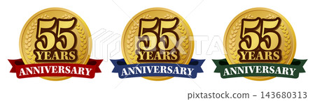 55th Anniversary Medal Logo Set: High-quality commemorative badge material. 143680313