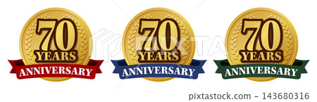 70週年紀念章標誌套裝:高品質紀念徽章材料。 70週年紀念章標誌套裝:高品質紀念徽章材料。 143680316