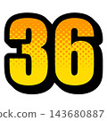 流行風格的數字 36 設計，醒目的圖示材質，帶有黃色漸變效果。 143680887