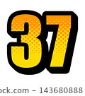 流行風格的數字 37 設計，醒目的圖示材質，帶有黃色漸變效果。 143680888
