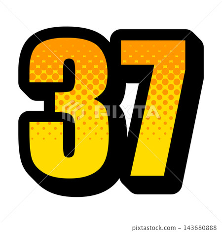Pop-style number 37 design, bold icon material with yellow gradient. Pop-style number 37 design, bold icon material with yellow gradient. 143680888