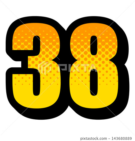 Pop-style number 38 design, bold icon material with yellow gradient. Pop-style number 38 design, bold icon material with yellow gradient. 143680889