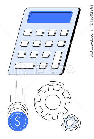Financial planning, accounting tools, system efficiency, cost management, business automation, and money management. Calculator, coins and gears finance. Financial planning and accounting tools Financial planning, accounting tools, system efficiency, cost management, business automation, and money management. Calculator, coins and gears finance. Financial planning and accounting tools 143682263