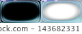 Abstract rounded rectangle frame overlay with glitch texture, soft white glowing center and blue purple green edges, retro screen distortion PNG, isolated on transparent background 143682331