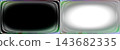 Gray rounded rectangle glass frame overlay with large white oval glow center, speckled green purple glitch edges and thin scratch lines PNG, isolated on transparent background 143682335